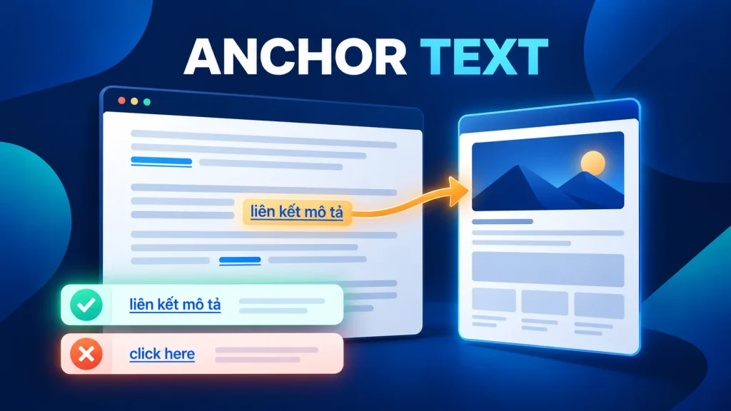 Anchor Text mô tả rõ trang đích tốt hơn liên kết click here
