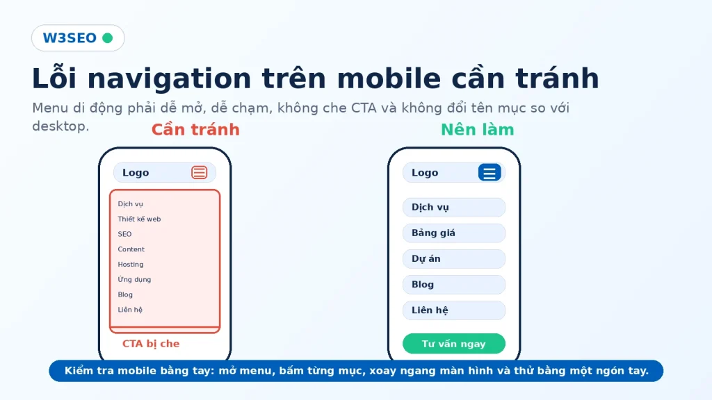 Lỗi navigation mobile cần tránh