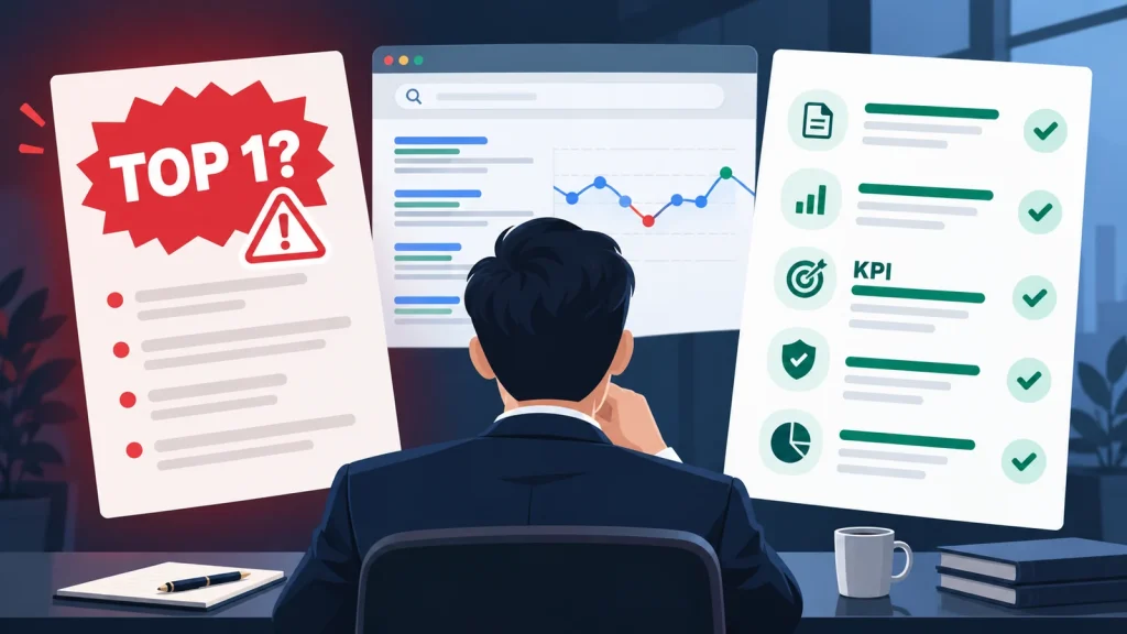 Đánh giá cam kết SEO lên top bằng phạm vi công việc và KPI rõ ràng