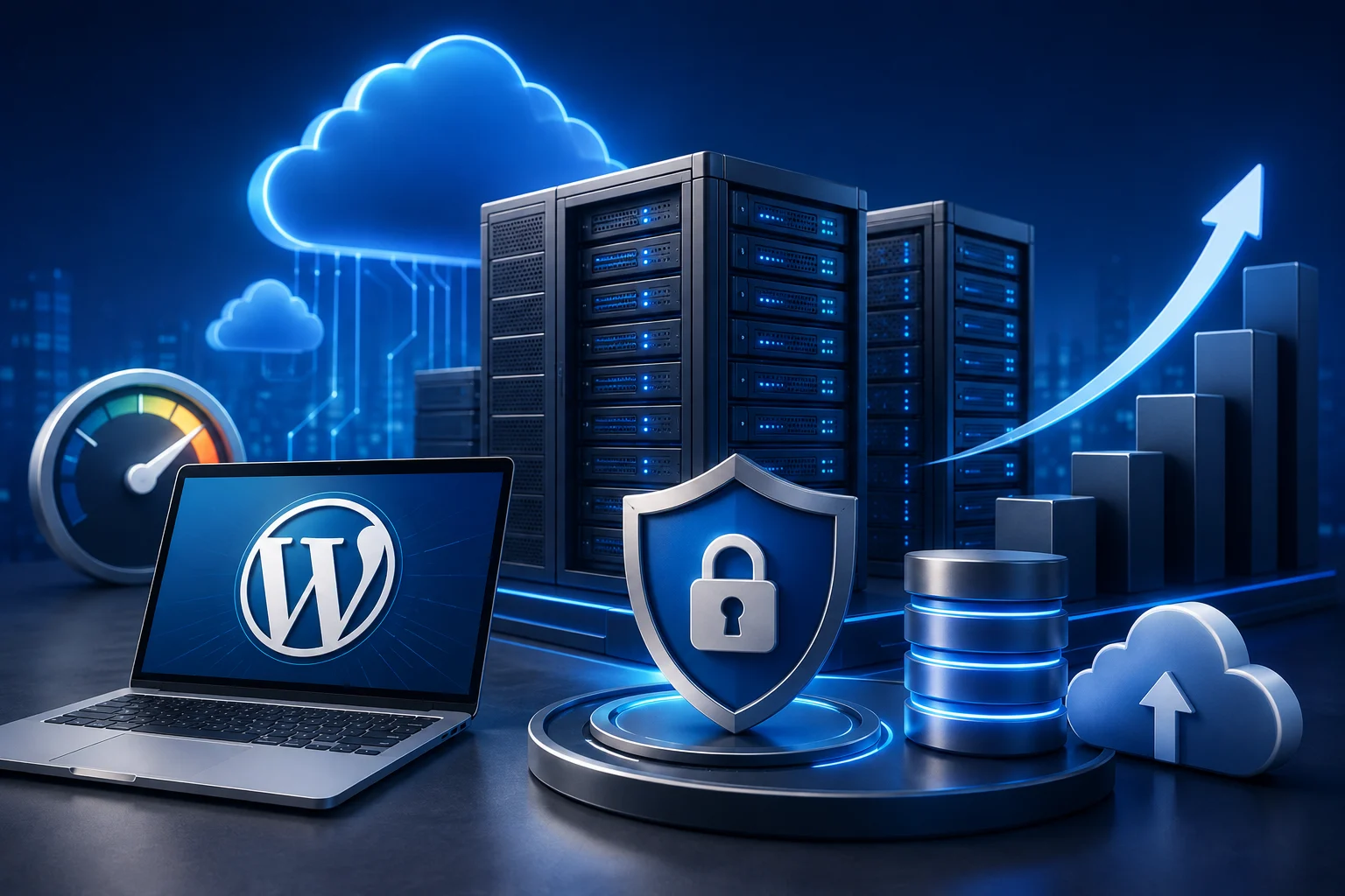 Hạ tầng hosting WordPress với máy chủ, bảo mật, lưu trữ và hiệu năng