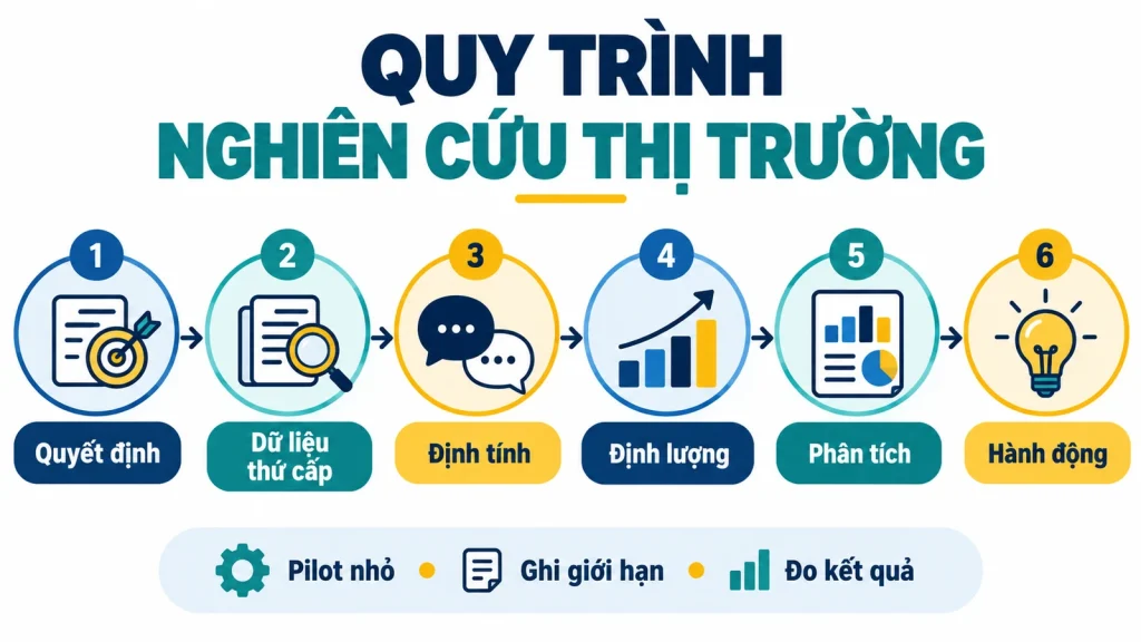 Sơ đồ 6 bước nghiên cứu thị trường từ quyết định đến hành động