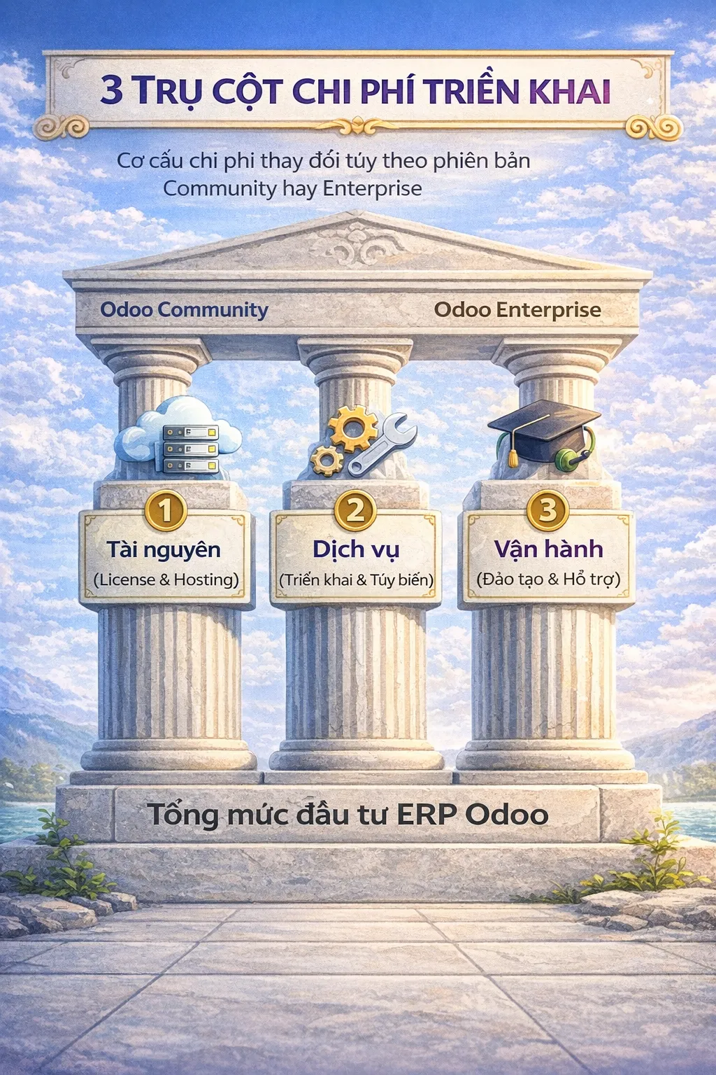 Ba trụ cột chi phí ERP Odoo trong bài toán TCO