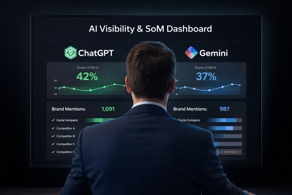 Dashboard theo dõi độ hiển thị thương hiệu trên ChatGPT & Gemini (SoM)