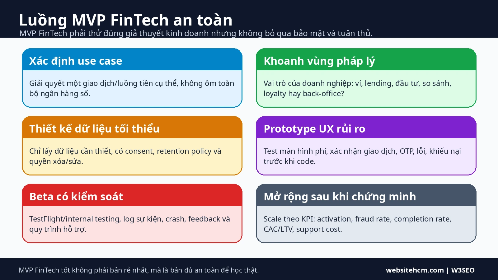 Luồng MVP FinTech an toàn Infographic luồng MVP FinTech an toàn từ ý tưởng đến scale