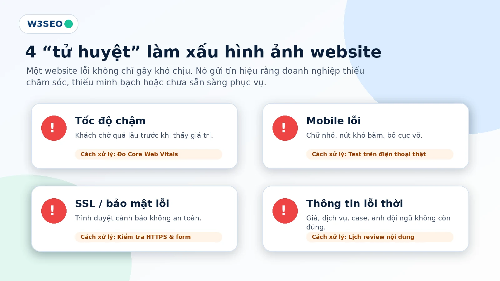 4 tử huyệt làm xấu hình ảnh website