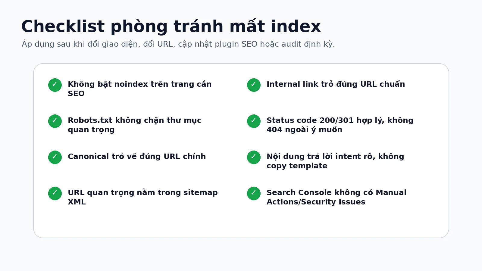 Checklist phòng tránh de-indexed cho website WordPress và doanh nghiệp