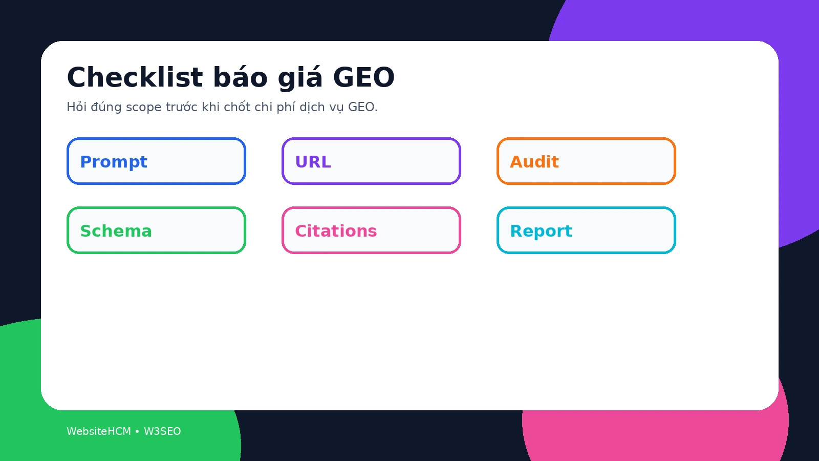Checklist màu nổi bật yêu cầu báo giá dịch vụ GEO minh bạch năm 2026