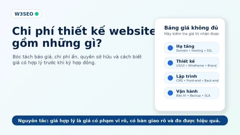 Chi phí thiết kế website gồm hạ tầng thiết kế lập trình nội dung và vận hành