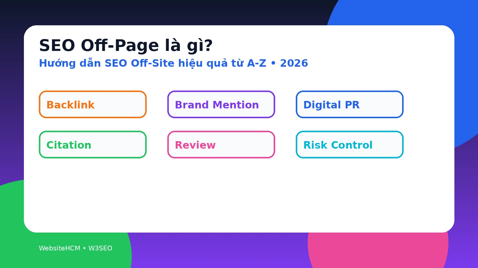 SEO Off-Page gồm backlink, digital PR, brand mention, citation và review