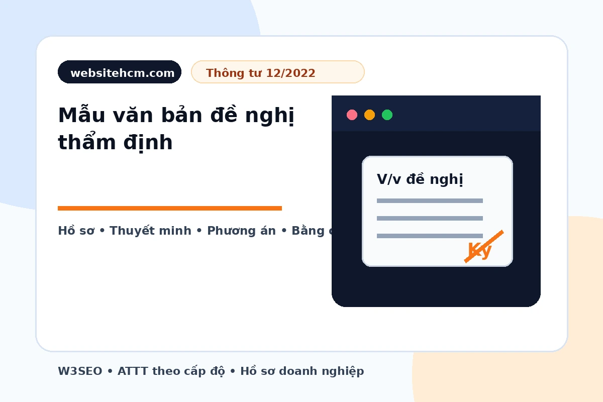 Khung thông tin trong văn bản đề nghị thẩm định hoặc phê duyệt cấp độ