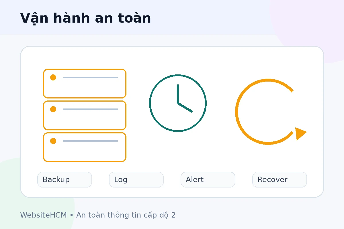 Checklist vận hành cấp độ 2 gồm backup, log, giám sát và ứng cứu sự cố