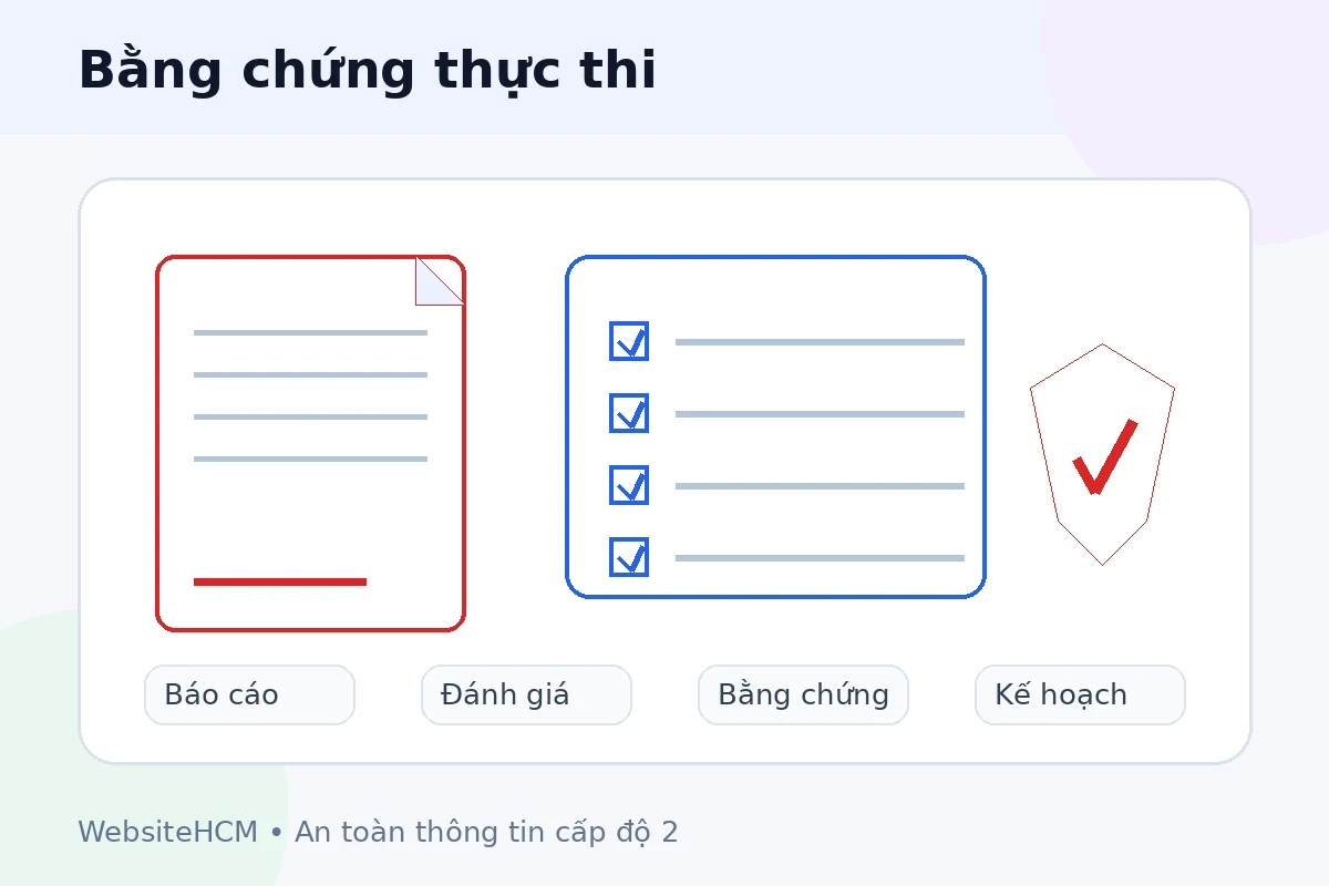 Checklist bằng chứng cấp độ 2 gồm báo cáo kiểm tra, đánh giá và hồ sơ nghiệm thu