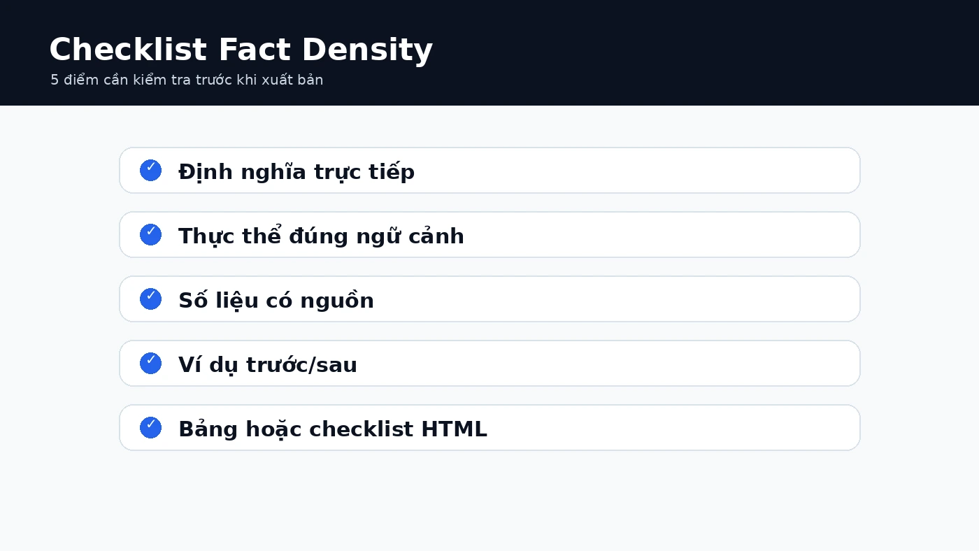 Checklist kiểm tra mật độ thông tin trước khi xuất bản