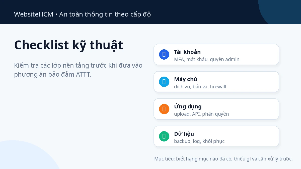 Checklist kỹ thuật trước khi lập hồ sơ đề xuất cấp độ an toàn thông tin