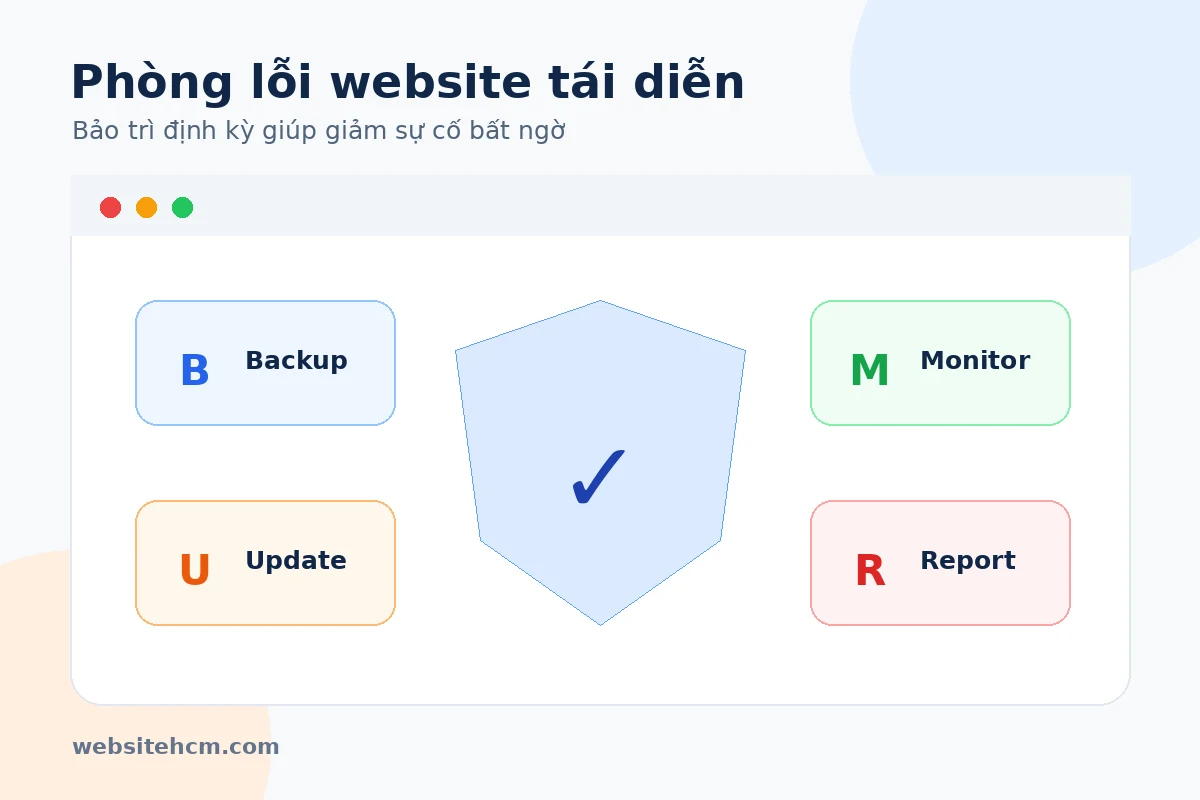 Checklist backup update monitoring và báo cáo để phòng lỗi website tái diễn
