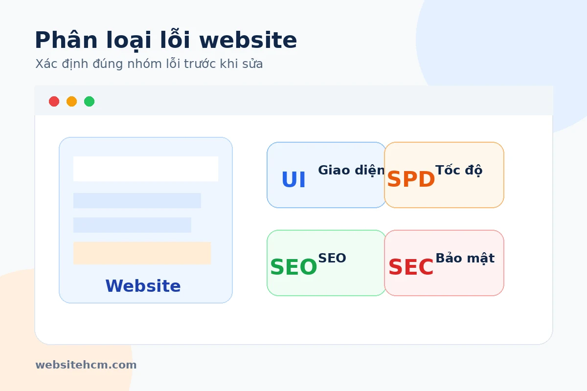 Phân loại lỗi website theo lớp hệ thống và mức độ ảnh hưởng