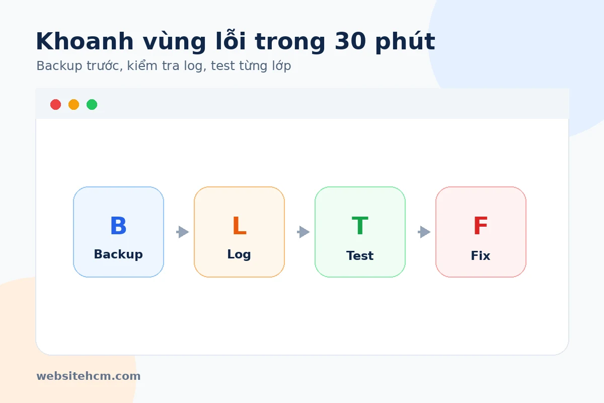Quy trình khoanh vùng lỗi website từ ghi nhận log đến rollback