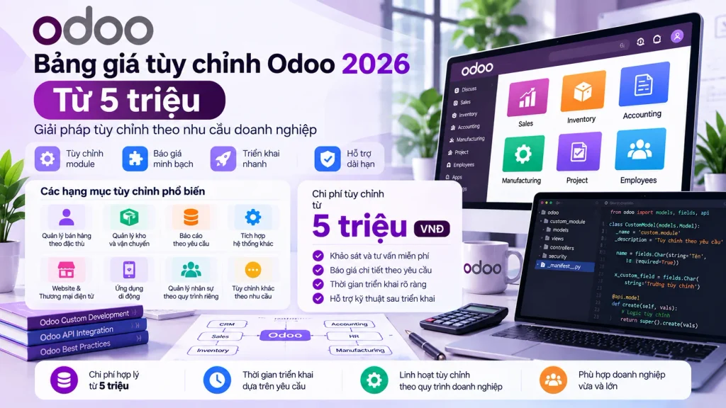 Bảng giá tùy chỉnh Odoo 2026: Từ 5 triệu