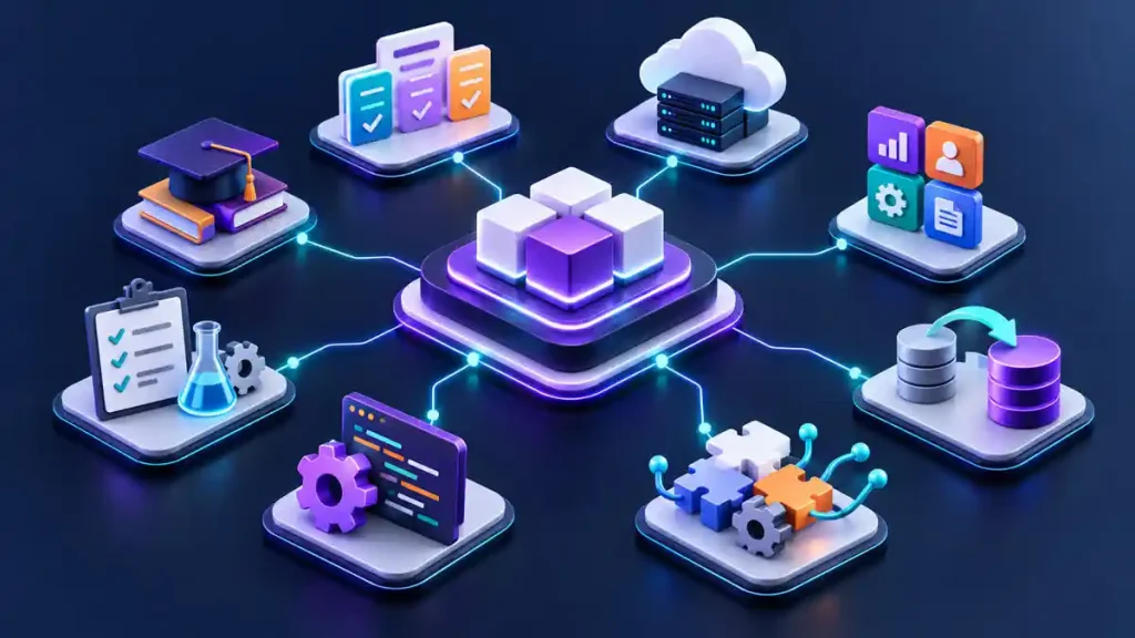 Sơ đồ các lớp subscription, hosting, module, dữ liệu, tích hợp, tùy biến và hỗ trợ Odoo