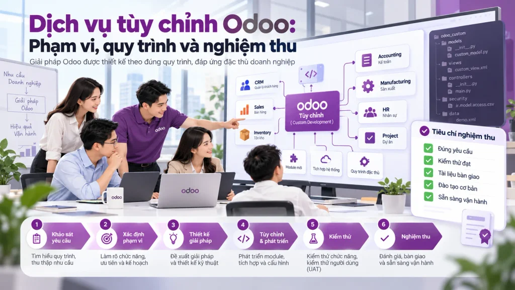 Dịch vụ tùy chỉnh Odoo: Phạm vi, quy trình và nghiệm thu