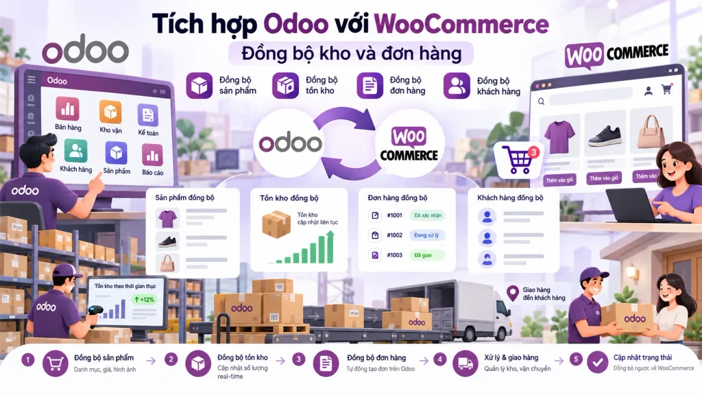 Tích hợp Odoo với WooCommerce: Đồng bộ kho và đơn hàng