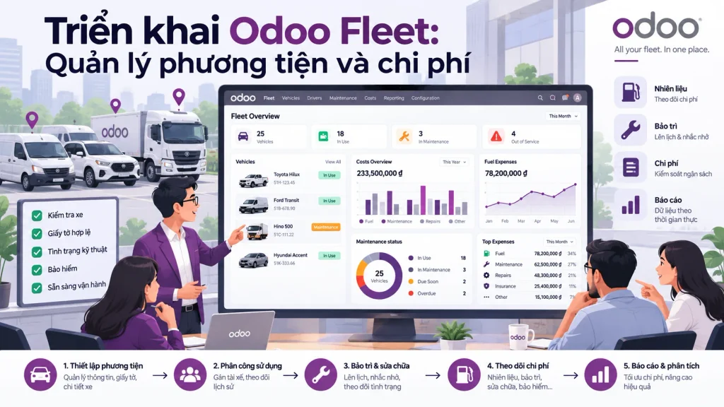 Triển khai Odoo Fleet: Quản lý phương tiện và chi phí