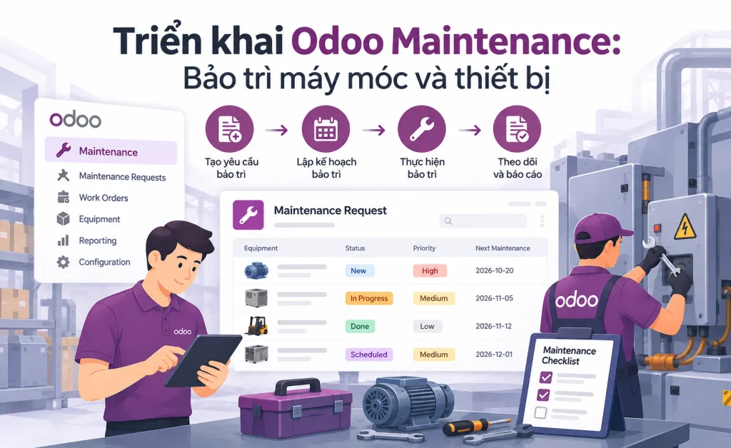 Triển khai Odoo Maintenance: Bảo trì máy móc và thiết bị