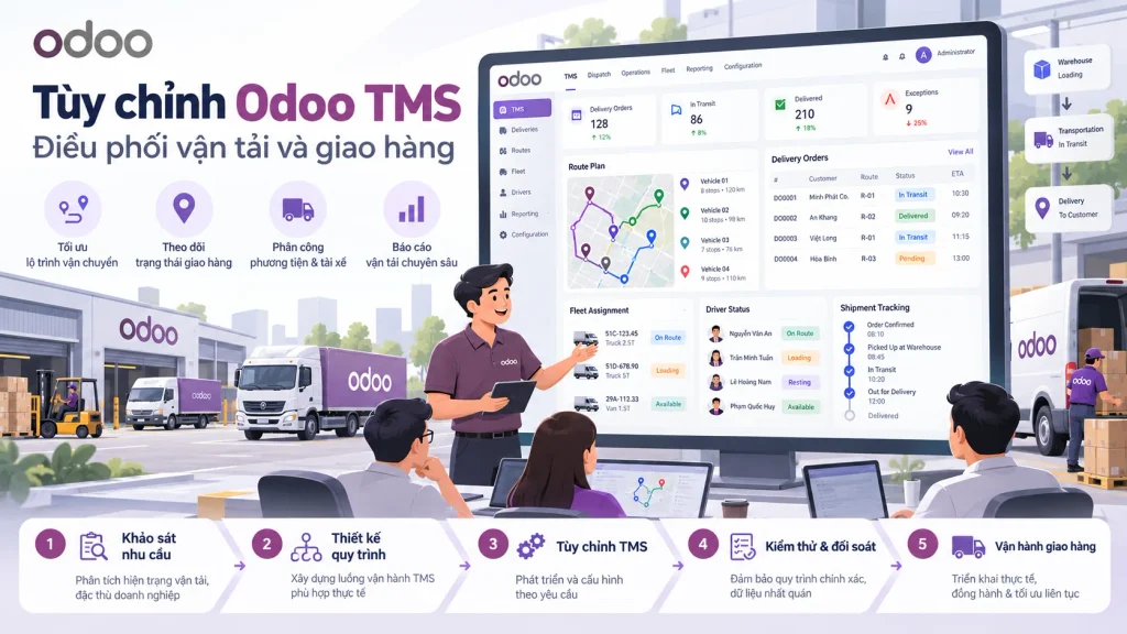Tùy chỉnh Odoo TMS: Điều phối vận tải và giao hàng